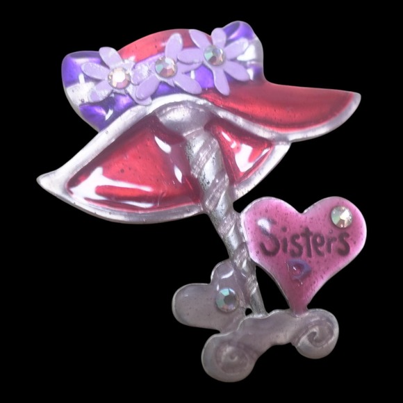 VTG Red Hat Society Jewelry Collection 8 Pieces Brooches, Earrings, Charm Watch - Picture 11 of 16